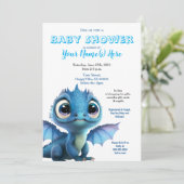 Niedliche Einladung von Baby Dragon Boy Shower (Stehend Vorderseite)