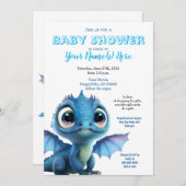 Niedliche Einladung von Baby Dragon Boy Shower (Vorne/Hinten)