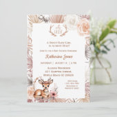 Niedliche Einladung von Boho Deer Baby Shower (Stehend Vorderseite)