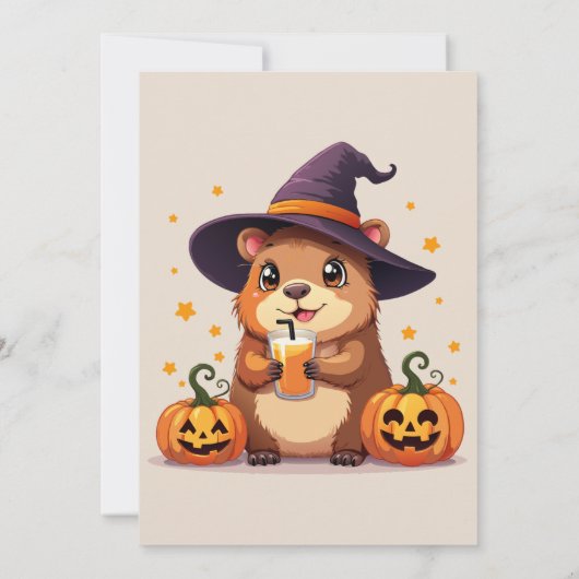Niedliche Einladung von Capybara Halloween (Rückseite)