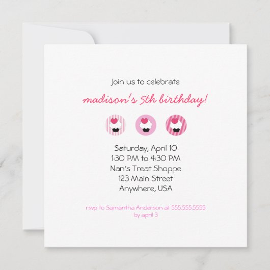 Niedliche Einladung von Cupcake (Vorderseite)