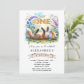 Niedliche Einladung von Little Fox Wild zum Geburt (Stehend Vorderseite)