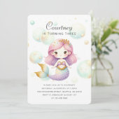 Niedliche Einladung von Mermaid (Stehend Vorderseite)