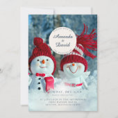 Niedliche Einladung von Snowman Couple Winter Wedd (Vorderseite)