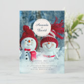 Niedliche Einladung von Snowman Couple Winter Wedd (Stehend Vorderseite)
