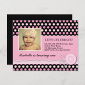 Niedliche Einladung zur Geburtstagsparty in Schwar (Vorne/Hinten)