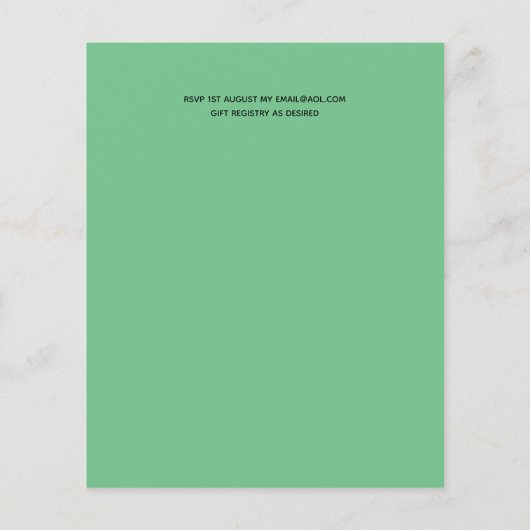 Niedliche Einladungen für die Brautdusche im Rahme (Rückseite)