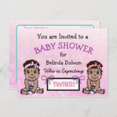 Niedliche Einladungen für die Twin Girls Babydusch (Vorne/Hinten)