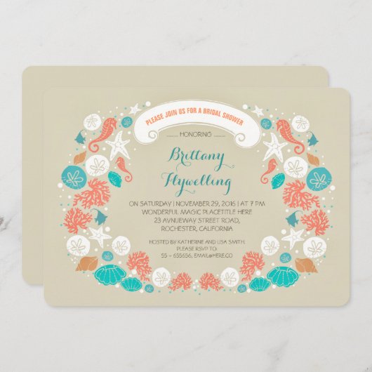 Niedliche Einladungen für lässige Strandbrücken (Vorne/Hinten)