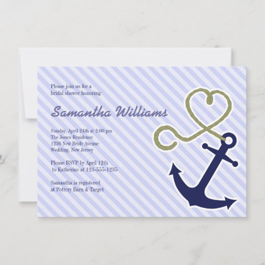 Niedliche Einladungen für Nautical Bridal (Vorderseite)