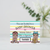 Niedliche Einladungen für Twins Baby Dusche (Stehend Vorderseite)
