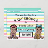 Niedliche Einladungen für Twins Baby Dusche (Vorne/Hinten)