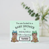 Niedliche Einladungen für Twins Baby Dusche (Stehend Vorderseite)