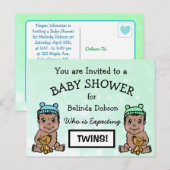 Niedliche Einladungen für Twins Baby Dusche (Vorne/Hinten)