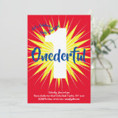 Niedliche Einladungen zum Super Hero 1. Geburtstag (Stehend Vorderseite)