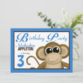 Niedliche Einladungen zur Blaue Geburtstagspartei (Stehend Vorderseite)