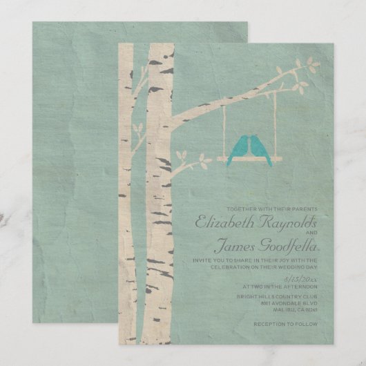 Niedliche Einladungen zur Hochzeit von Blauwild (Vorne/Hinten)