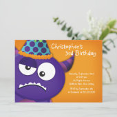 Niedliche Einladungen zur Monster Geburtstagsparty (Stehend Vorderseite)