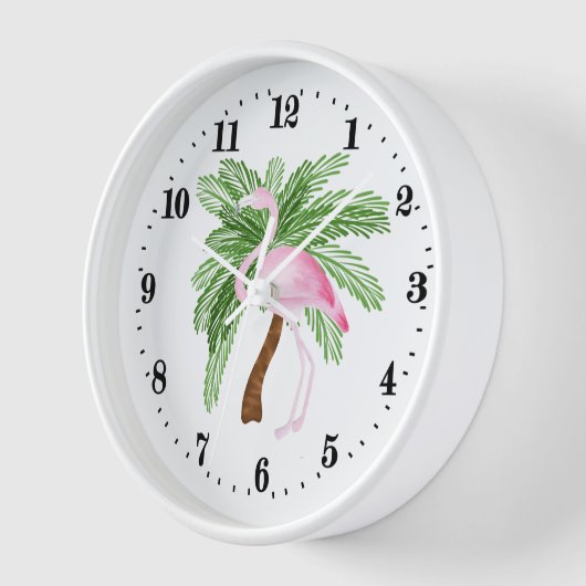 Niedliche Einrichtung am Strand in rosa Flamingo Uhr (Winkel)