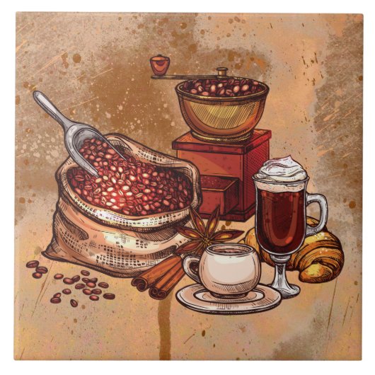 niedliche Einrichtung der Kaffeeküche Fliese (Vorderseite)