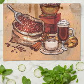 Niedliche Einrichtung der Kaffeeküche Geschirrtuch (Gefaltet)