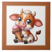 Niedliche Eis Kuh braune Keramik Fliese (Vorderseite)