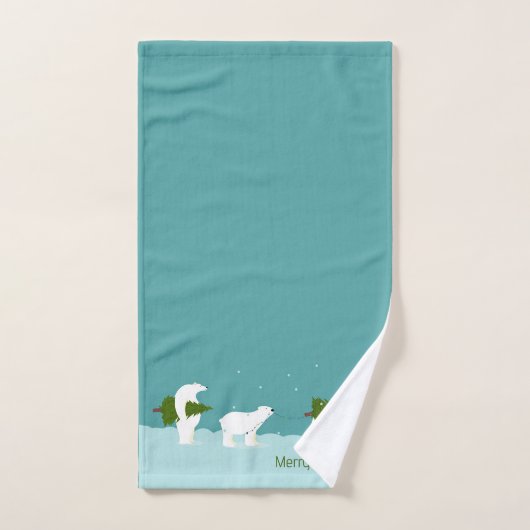 Niedliche Eisbären, die einen Weihnachtsbaum trage Badhandtuch Set (Handtuch)