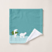 Niedliche Eisbären, die einen Weihnachtsbaum trage Badhandtuch Set (Waschlappen)