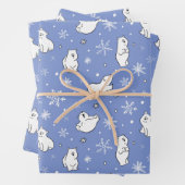Niedliche Eisbären Weiße Schneeflocken Winter Geschenkpapier Set (Beispiel)