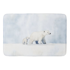Niedliche Eisbärenfamilie Badematte