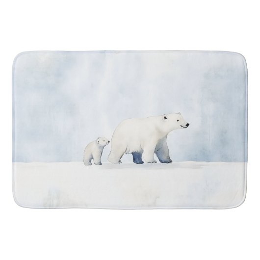 Niedliche Eisbärenfamilie Badematte (Vorderseite)
