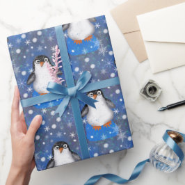 Niedliche Eisberge-Pinguine Geschenkpapier