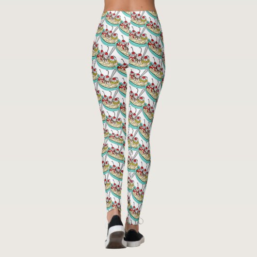 Niedliche Eiscreme Banana Split Leggings (Rückseite)