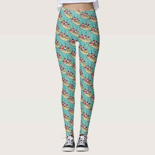 Niedliche Eiscreme Banana Split Leggings (Vorderseite)