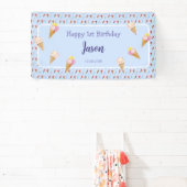 Niedliche Eiscreme Cone Blue Kinder Junge Geburtst Banner (InSitu)