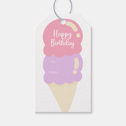 Niedliche Eiscreme Cone Happy Birthday Geschenkanhänger (Vorderseite)