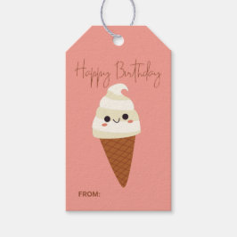 Niedliche Eiscreme Cone Minimaler Happy Geburtstag Geschenkanhänger