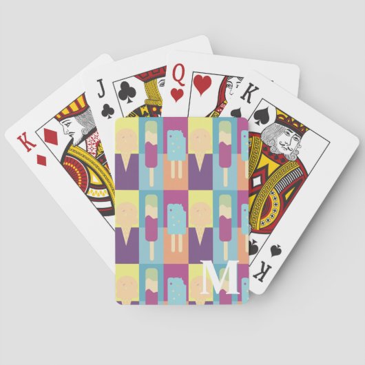 Niedliche Eiscreme-Feinschmecker Farbblöcke Spielkarten (Rückseite)
