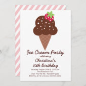 Niedliche Eiscreme-Geburtstags-Party Einladung (Vorne/Hinten)