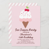 Niedliche Eiscreme Geburtstagsparty Einladung (Vorne/Hinten)