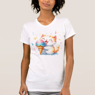 Niedliche Eiscreme Katze Whimsical Aquarell Kitty T-Shirt