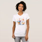 Niedliche Eiscreme Katze Whimsical Aquarell Kitty T-Shirt (Vorne ganz)