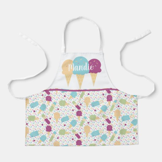 Niedliche Eiscreme-Kone-Schmelzen Rosa Sprinkles M Schürze (Vorderseite)