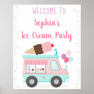 Niedliche Eiscreme LKW Geburtstag Willkommen Poster