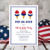 Niedliche Eiscreme, rot, weiß und blau 4. Juli Einladung