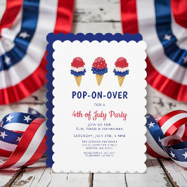 Niedliche Eiscreme, rot, weiß und blau 4. Juli Einladung