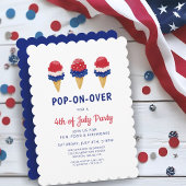 Niedliche Eiscreme, rot, weiß und blau 4. Juli Einladung