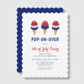 Niedliche Eiscreme, rot, weiß und blau 4. Juli Einladung