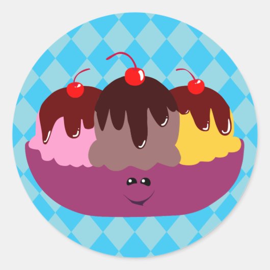 Niedliche Eiscreme Runder Aufkleber (Vorderseite)