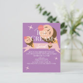 Niedliche Eiscreme Sozialer Flyer Einladung Lila Postkarte (Stehend Vorderseite)